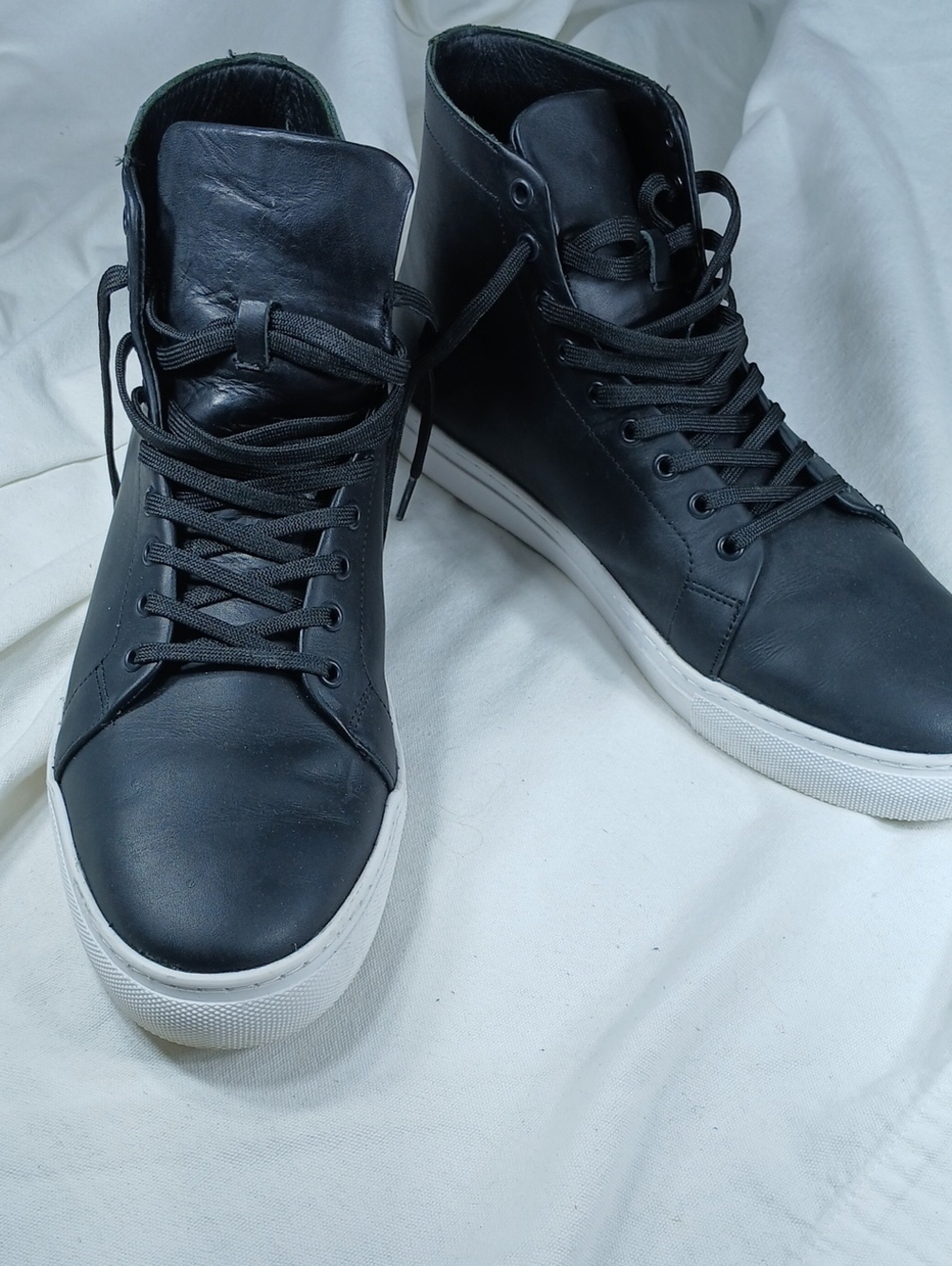 Thursday Everyday Men's Black High-Top Lace-Up Sneakers with White Sole